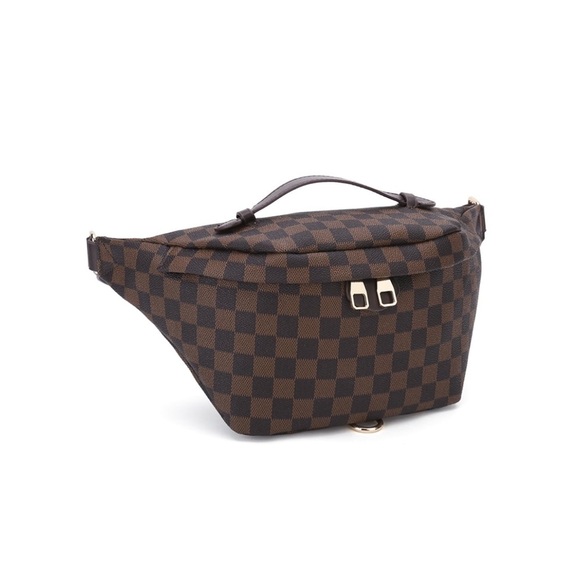 Brown Checkered Shoulder Bag - Picture 3 of 9